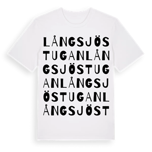 Långsjöstugan ordlek t-shirt – ekologisk bomull t-shirt från Pinshirt
