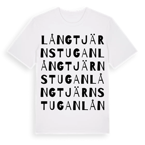 Långtjärnstugan ordlek t-shirt – ekologisk bomull t-shirt från Pinshirt