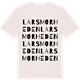 Vintage White t-shirt med Larsmorheden ordlek t-shirt