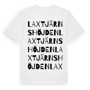 Laxtjärnshöjden ordlek t-shirt – ekologisk bomull t-shirt från Pinshirt