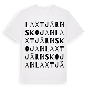 Laxtjärnskojan ordlek t-shirt – ekologisk bomull t-shirt från Pinshirt