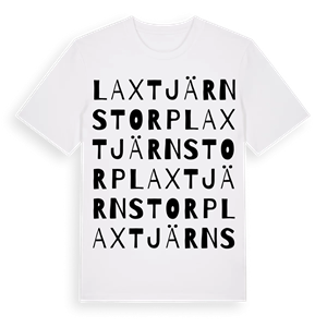 Laxtjärnstorp ordlek t-shirt – ekologisk bomull t-shirt från Pinshirt