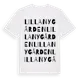 White t-shirt med Lilla Nygården ordlek t-shirt