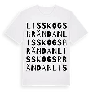 Lisskogsbrändan ordlek t-shirt – ekologisk bomull t-shirt från Pinshirt