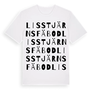 Lisstjärns fäbod ordlek t-shirt – ekologisk bomull t-shirt från Pinshirt