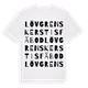 White t-shirt med Lövgrens Kerstis fäbod ordlek t-shirt