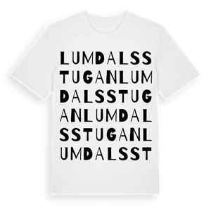 Lumdalsstugan ordlek t-shirt – ekologisk bomull t-shirt från Pinshirt