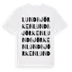 White t-shirt med Lundbjörken ordlek t-shirt
