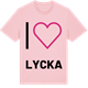 Pink Cotton t-shirt med Jag älskar Lycka t-shirt stort tryck
