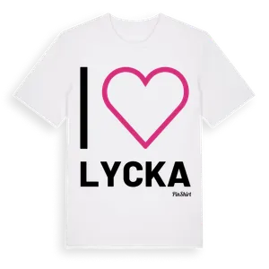 Jag älskar Lycka t-shirt stort tryck – ekologisk bomull t-shirt från Pinshirt