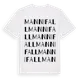 White t-shirt med Mannifall ordlek t-shirt
