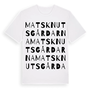 Matsknutsgårdarna ordlek t-shirt – ekologisk bomull t-shirt från Pinshirt