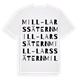 White t-shirt med Mill-Larssätern ordlek t-shirt