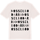 Vintage White t-shirt med Mosselbodarna ordlek t-shirt