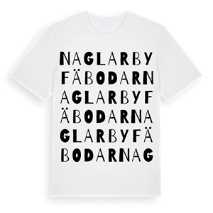 Naglarby fäbodar ordlek t-shirt – ekologisk bomull t-shirt från Pinshirt
