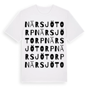 Närsjötorp ordlek t-shirt – ekologisk bomull t-shirt från Pinshirt