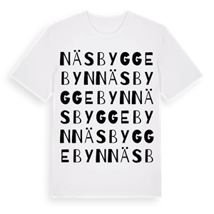 Näsbyggebyn ordlek t-shirt – ekologisk bomull t-shirt från Pinshirt