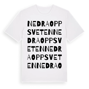 Nedra Oppsveten ordlek t-shirt – ekologisk bomull t-shirt från Pinshirt