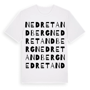 Nedre Tandberg ordlek t-shirt – ekologisk bomull t-shirt från Pinshirt