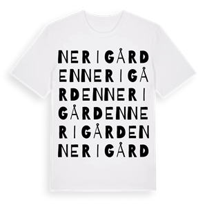 Nerigården ordlek t-shirt – ekologisk bomull t-shirt från Pinshirt