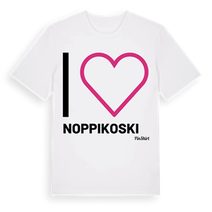 Jag älskar Noppikoski t-shirt stort tryck – ekologisk bomull t-shirt från Pinshirt