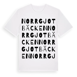 Norr Gjotbäcken ordlek t-shirt – ekologisk bomull t-shirt från Pinshirt