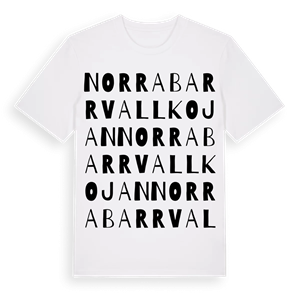 Norra Barrvallkojan ordlek t-shirt – ekologisk bomull t-shirt från Pinshirt