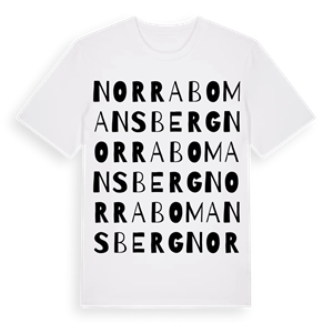 Norra Bomansberg ordlek t-shirt – ekologisk bomull t-shirt från Pinshirt