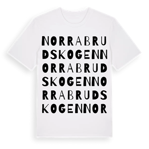 Norra Brudskogen ordlek t-shirt – ekologisk bomull t-shirt från Pinshirt