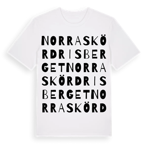 Norra Skördrisberget ordlek t-shirt – ekologisk bomull t-shirt från Pinshirt