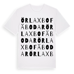 Örlaxbo fäbodar ordlek t-shirt – ekologisk bomull t-shirt från Pinshirt