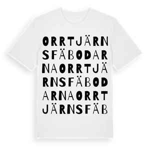 Orrtjärnsfäbodarna ordlek t-shirt – ekologisk bomull t-shirt från Pinshirt