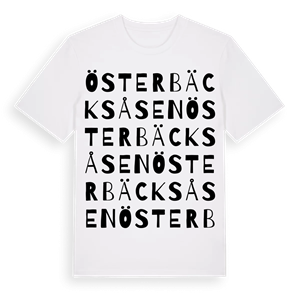 Österbäcksåsen ordlek t-shirt – ekologisk bomull t-shirt från Pinshirt