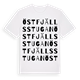 White t-shirt med Östfjällsstugan ordlek t-shirt