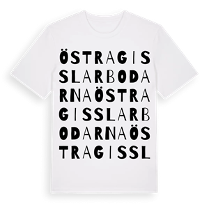 Östra Gisslarbodarna ordlek t-shirt – ekologisk bomull t-shirt från Pinshirt