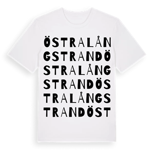 Östra Långstrand ordlek t-shirt – ekologisk bomull t-shirt från Pinshirt