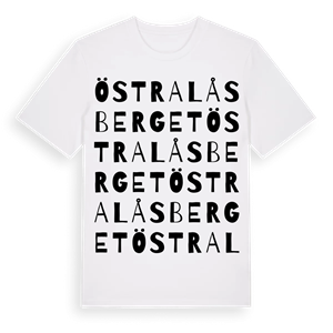 Östra Låsberget ordlek t-shirt – ekologisk bomull t-shirt från Pinshirt