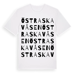 Östra Skavåsen ordlek t-shirt – ekologisk bomull t-shirt från Pinshirt