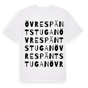 Övre Späntstugan ordlek t-shirt – ekologisk bomull t-shirt från Pinshirt