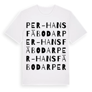 Per-Hans fäbodar ordlek t-shirt – ekologisk bomull t-shirt från Pinshirt