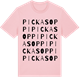 Pink Cotton t-shirt med Pickasoppi ordlek t-shirt
