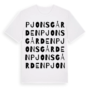 Pjonsgården ordlek t-shirt – ekologisk bomull t-shirt från Pinshirt