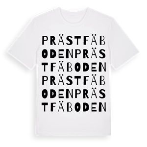 Prästfäboden ordlek t-shirt – ekologisk bomull t-shirt från Pinshirt