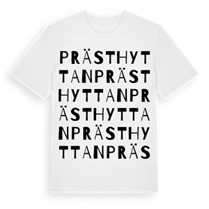 Prästhyttan ordlek t-shirt – ekologisk bomull t-shirt från Pinshirt
