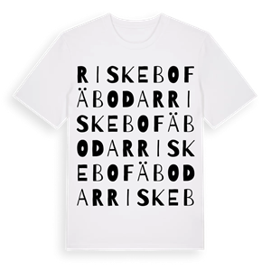Riskebo fäbodar ordlek t-shirt – ekologisk bomull t-shirt från Pinshirt