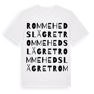 Rommehedslägret ordlek t-shirt – ekologisk bomull t-shirt från Pinshirt