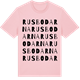 Pink Cotton t-shirt med Rusbodarna ordlek t-shirt