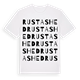 White t-shirt med Rustashed ordlek t-shirt