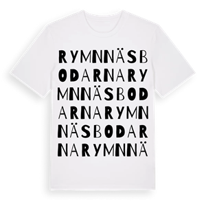 Rymnnäsbodarna ordlek t-shirt – ekologisk bomull t-shirt från Pinshirt