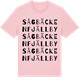 Pink Cotton t-shirt med Sågbäcken Fjällby ordlek t-shirt
